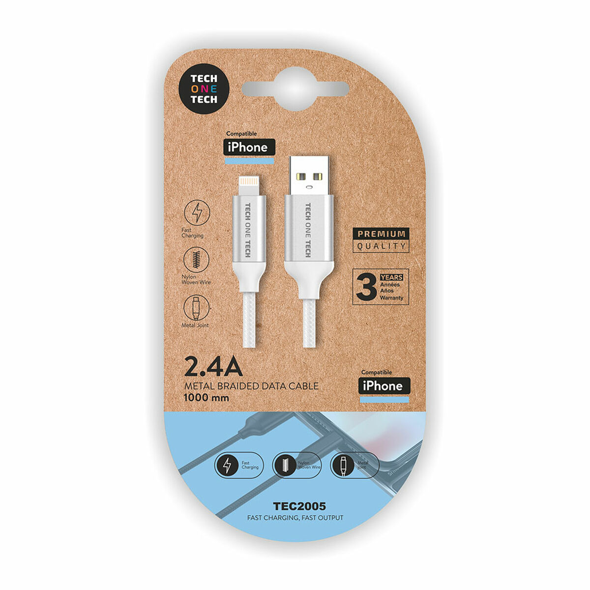 USB - Lightning kaapeli Tech One Tech